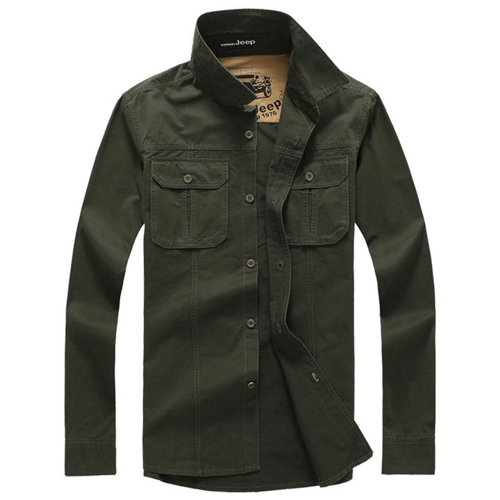 Herren Baumwoll-Utility-Hemd mit praktischen Taschen Aliams