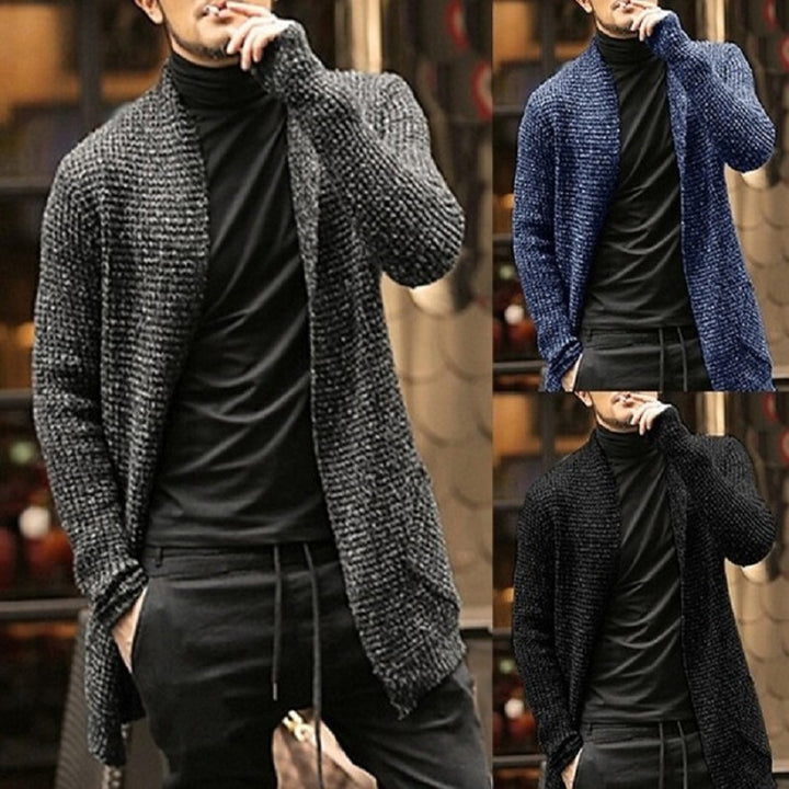 Herren eleganter Strickcardigan mit offener Front und lässigem Schnitt Aliams