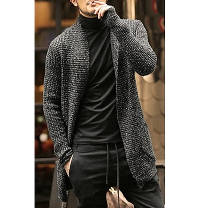Herren eleganter Strickcardigan mit offener Front und lässigem Schnitt Aliams