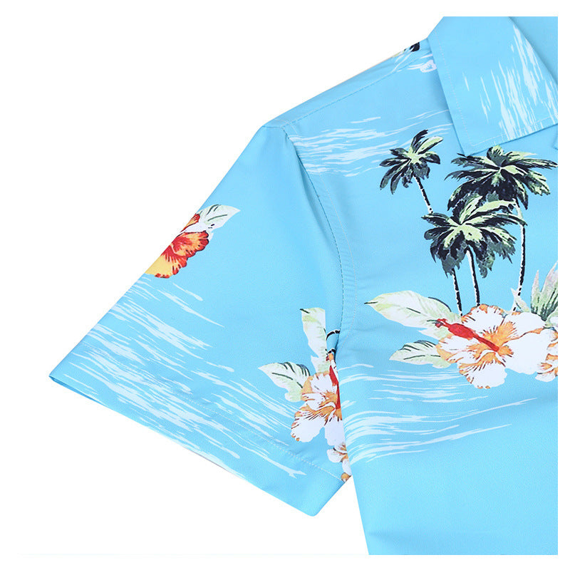 Herren Kurzarm-Hemd mit tropischem Muster und leichtem Stoff Aliams