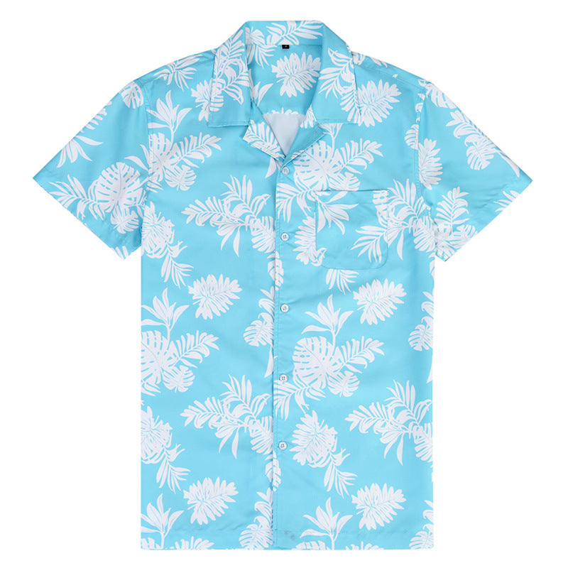Herren Kurzarm-Hemd mit tropischem Muster und leichtem Stoff Aliams