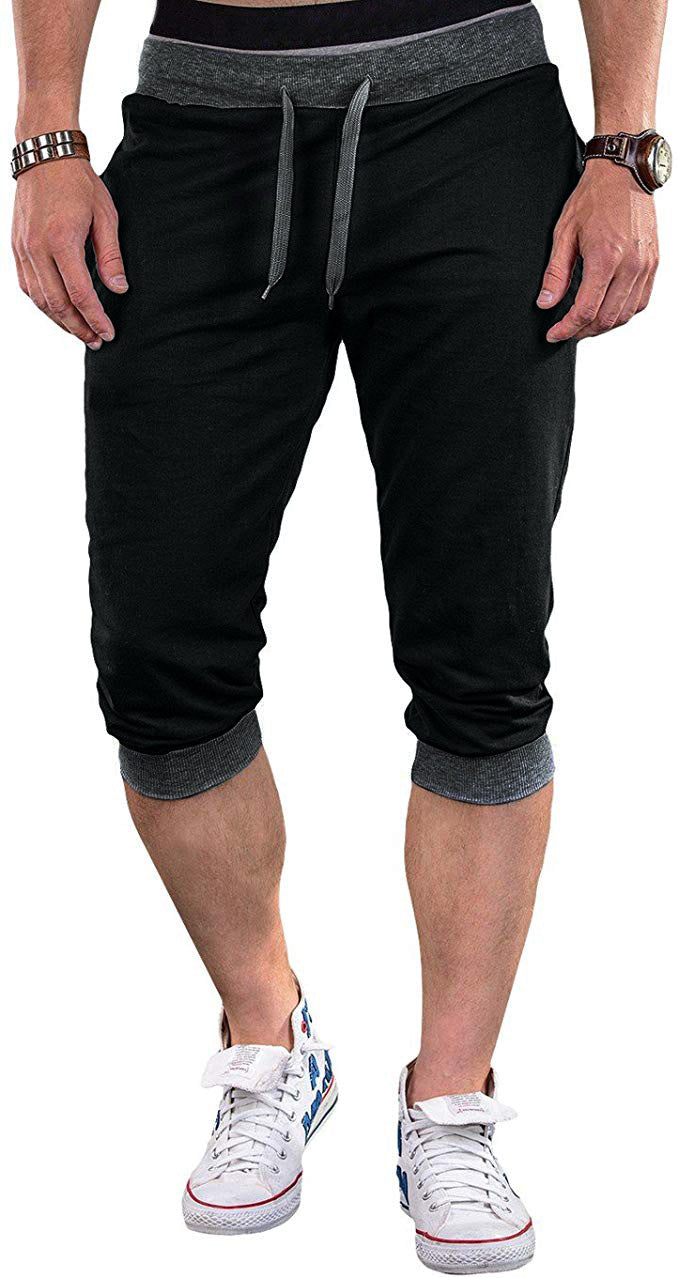 Herren Sportliche Capri-Hose mit elastischem Bund und modischen Kontrastakzenten Aliams
