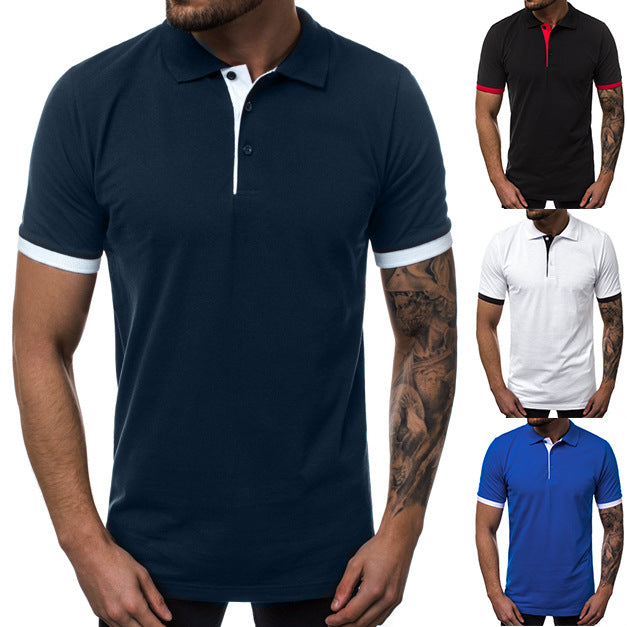 Herren Kurzarm-Polohemd mit kontrastierenden Details und modernem Schnitt Aliams