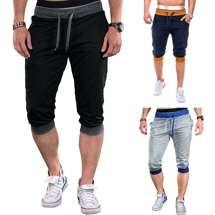 Herren Sportliche Capri-Hose mit elastischem Bund und modischen Kontrastakzenten Aliams