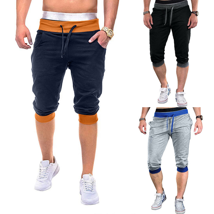 Herren Sportliche Capri-Hose mit elastischem Bund und modischen Kontrastakzenten Aliams
