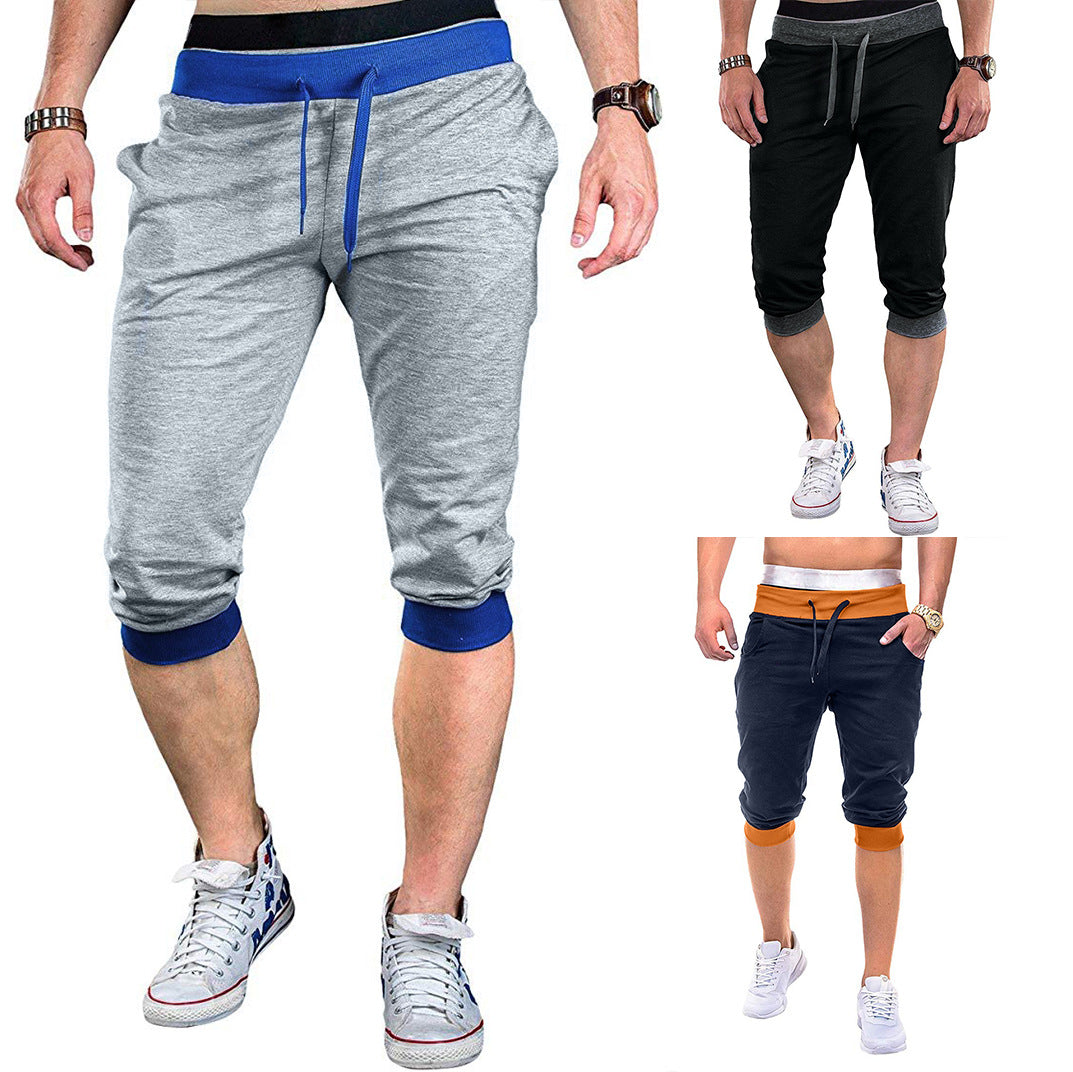 Herren Sportliche Capri-Hose mit elastischem Bund und modischen Kontrastakzenten Aliams