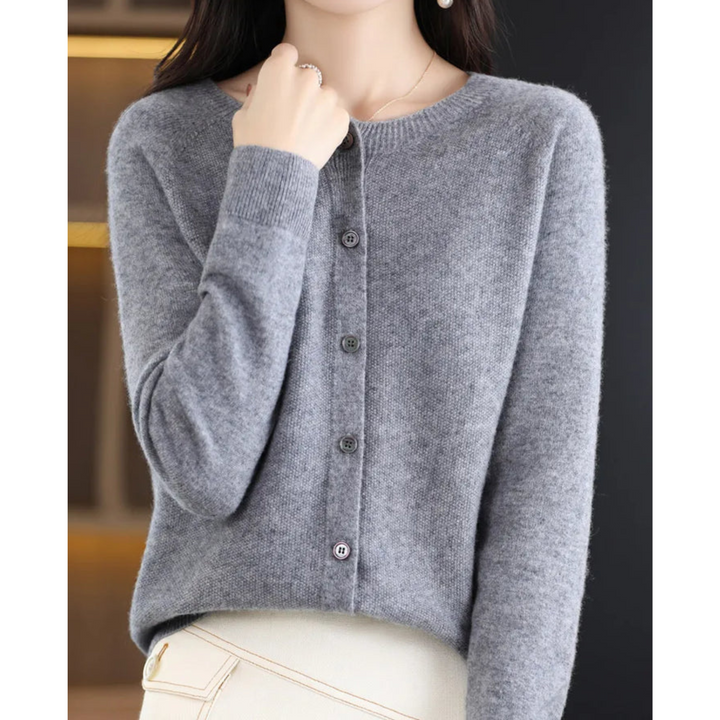 Aliams Damen Rundhals Cardigan Pullover
