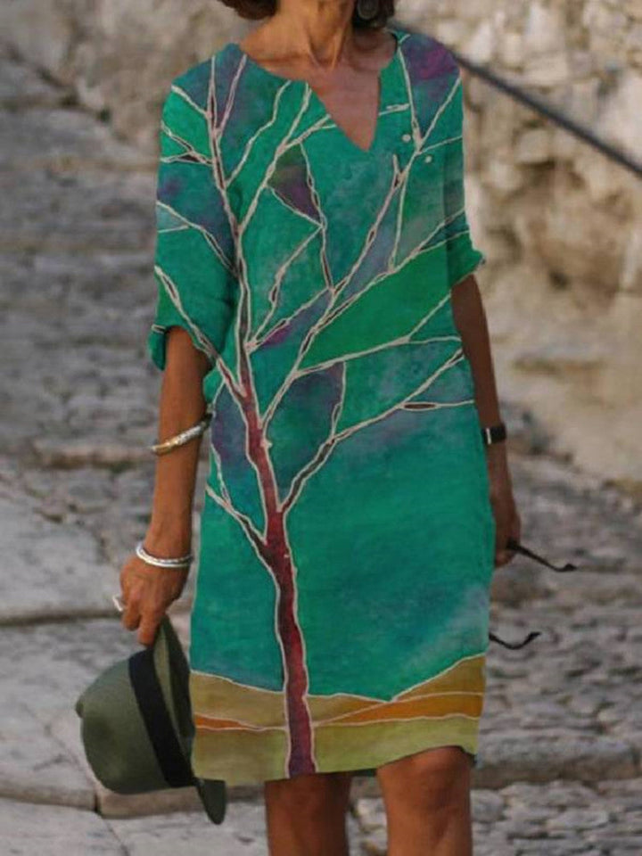 Aliams | Charmantes Leinenkleid mit Floralprint