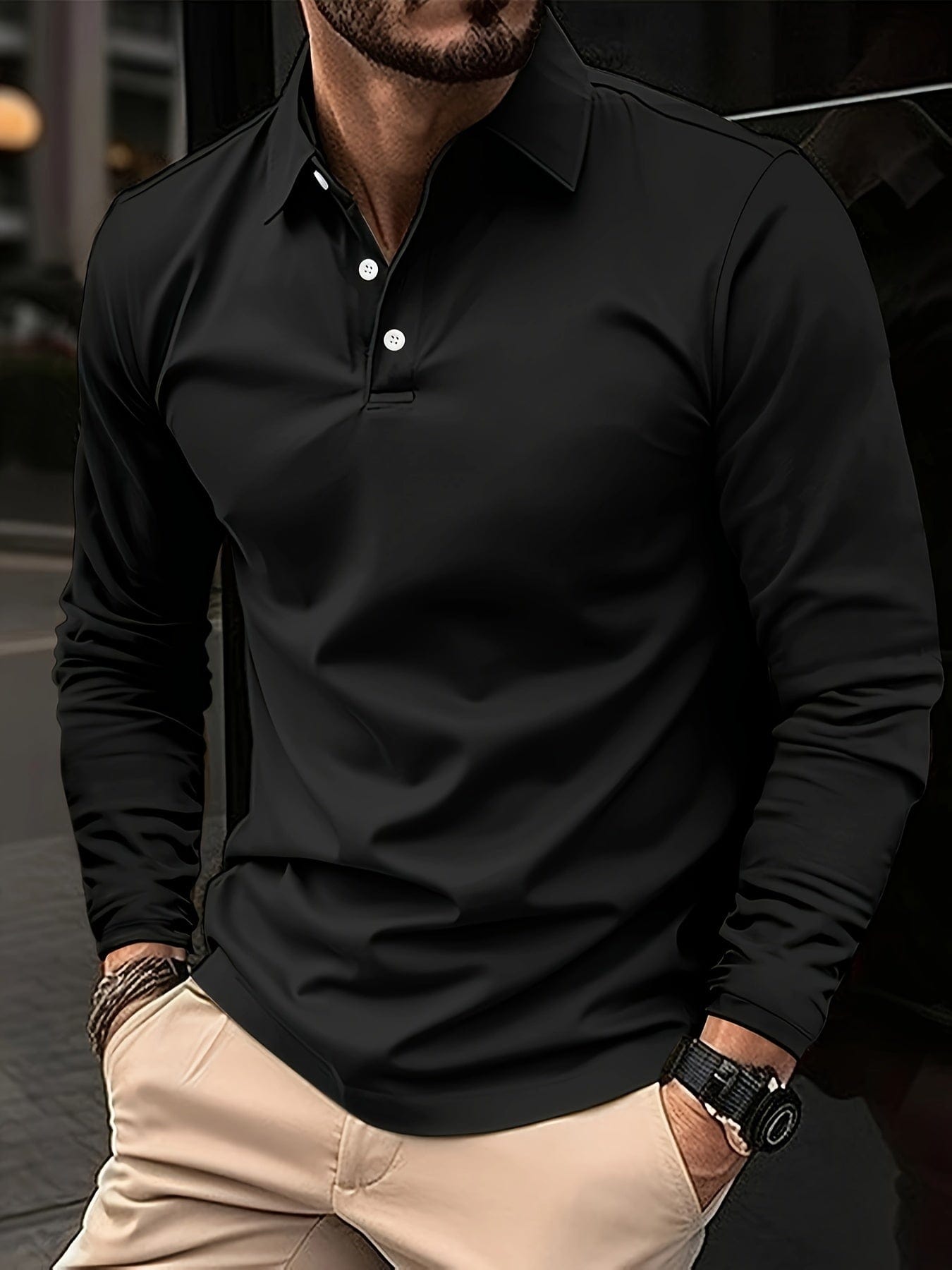 Denavio | Elegantes Langarm-Poloshirt