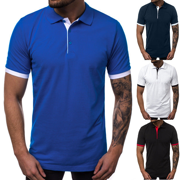 Herren Kurzarm-Polohemd mit kontrastierenden Details und modernem Schnitt Aliams