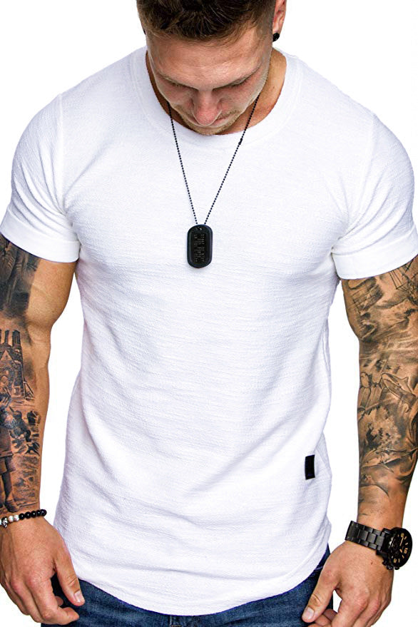 Herren Rundhals T-Shirt aus hochwertiger Baumwolle mit strukturierter Oberfläche Aliams