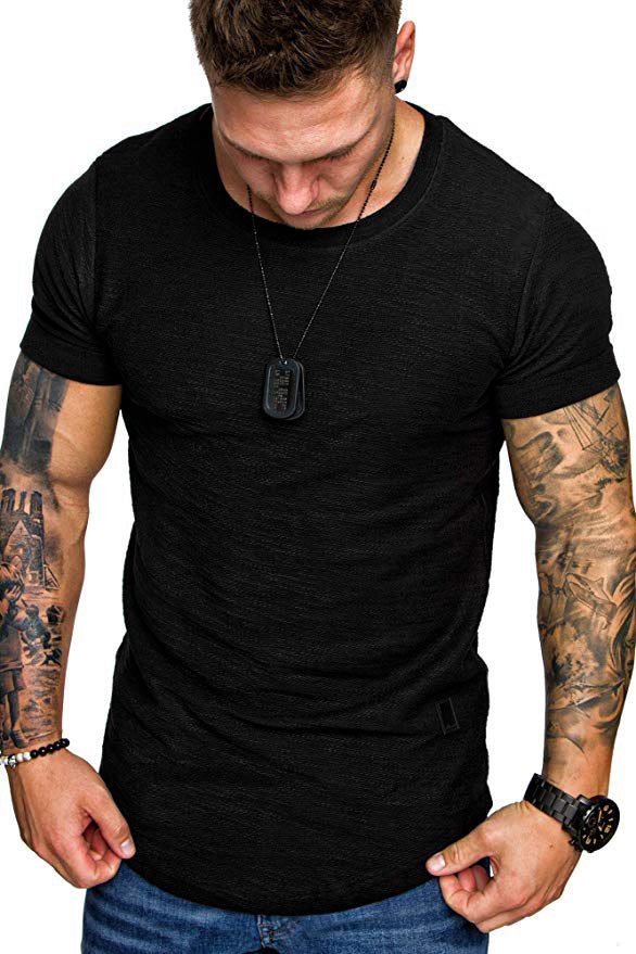 Herren Rundhals T-Shirt aus hochwertiger Baumwolle mit strukturierter Oberfläche Aliams