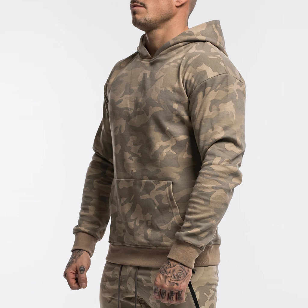 Herren Camo Kapuzenpullover aus hochwertigem Sweatstoff mit praktischer Kängurutasche Aliams