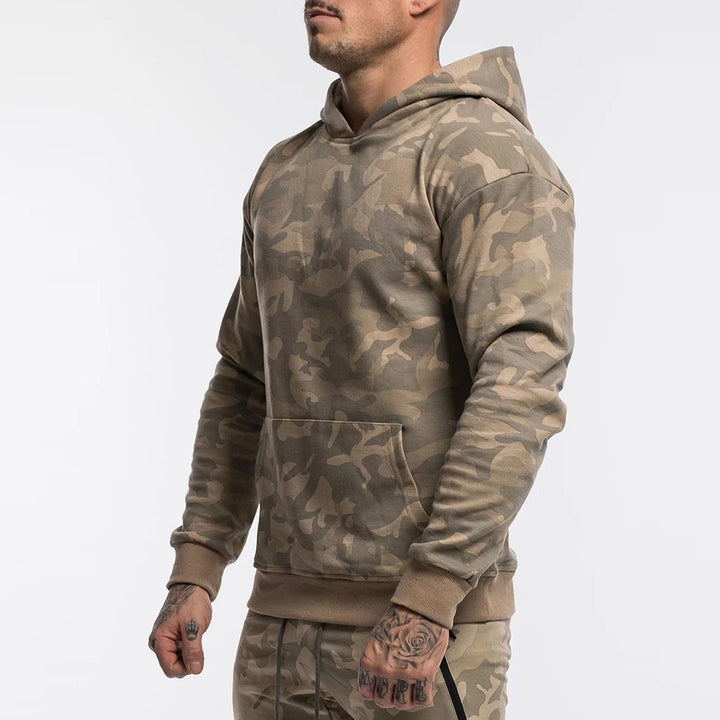 Herren Camo Kapuzenpullover aus hochwertigem Sweatstoff mit praktischer Kängurutasche Aliams