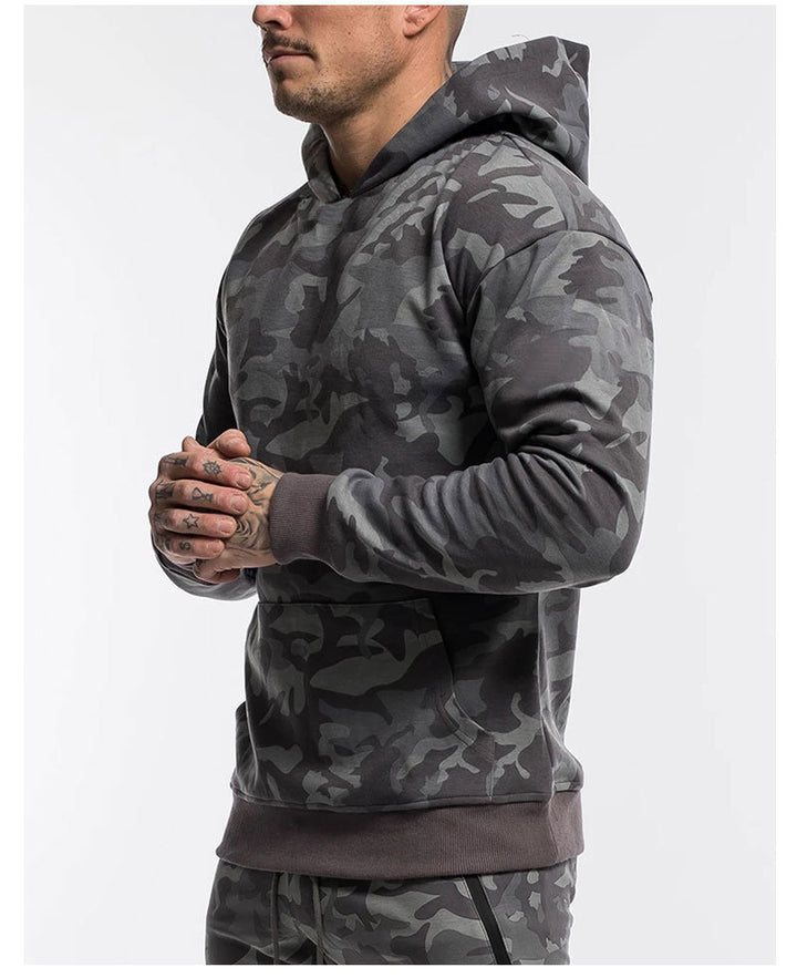 Herren Camo Kapuzenpullover aus hochwertigem Sweatstoff mit praktischer Kängurutasche Aliams