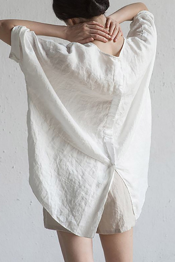 Aliams | Stilvolle Strickjacke Aus Japanischer Leinen Halbärmel und Runder Ausschnitt