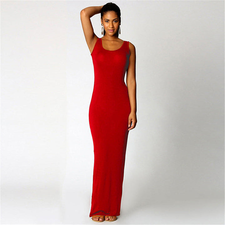 Damen Maxikleid Aus Weichem Jersey mit Tiefem Rundhalsausschnitt Aliams