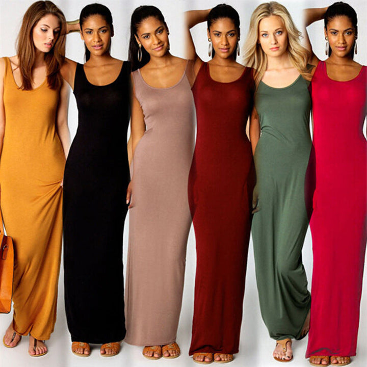 Damen Maxikleid Aus Weichem Jersey mit Tiefem Rundhalsausschnitt Aliams
