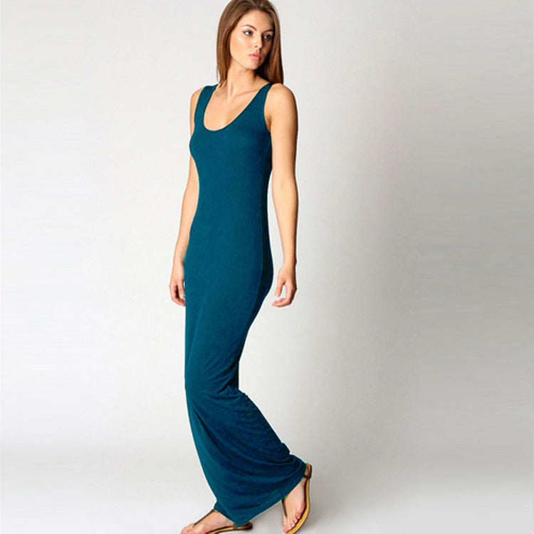 Damen Maxikleid Aus Weichem Jersey mit Tiefem Rundhalsausschnitt Aliams