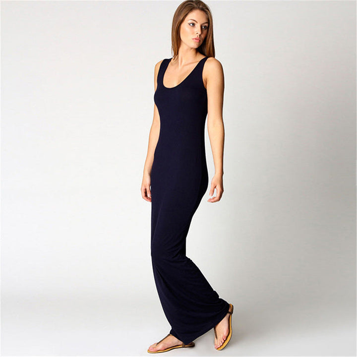 Damen Maxikleid Aus Weichem Jersey mit Tiefem Rundhalsausschnitt Aliams
