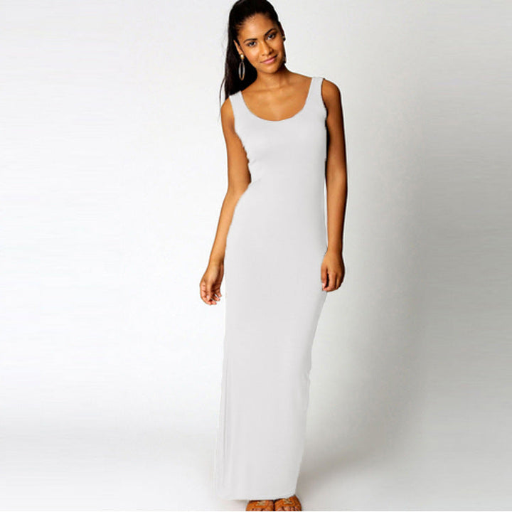 Damen Maxikleid Aus Weichem Jersey mit Tiefem Rundhalsausschnitt Aliams