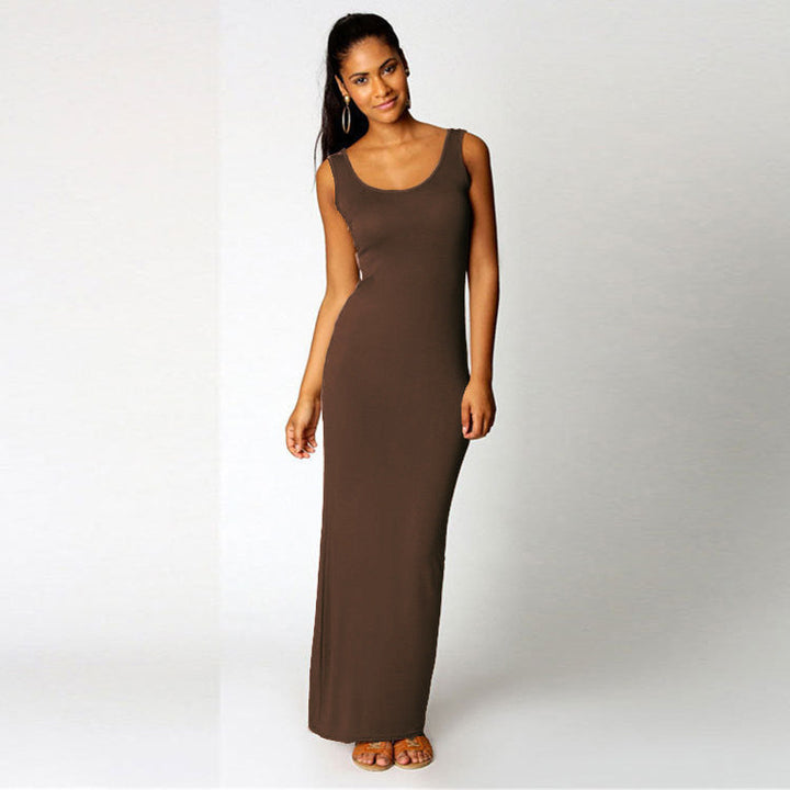 Damen Maxikleid Aus Weichem Jersey mit Tiefem Rundhalsausschnitt Aliams