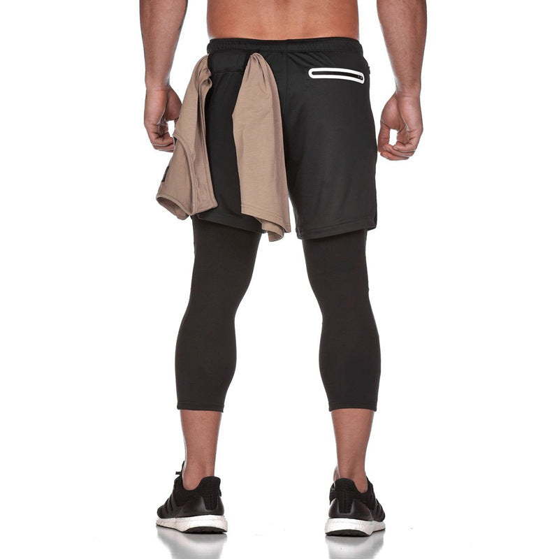 Herren Trainingsshorts mit integrierten Leggings und elastischem Bund Aliams