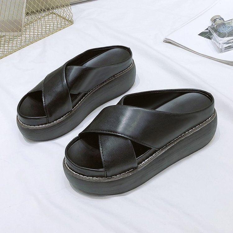 Damen Komfortable Plateau-Pantoletten mit Elegantem Überkreuz-Design Aliams