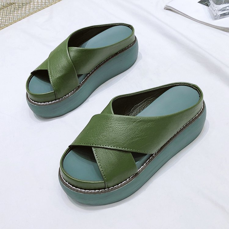 Damen Komfortable Plateau-Pantoletten mit Elegantem Überkreuz-Design Aliams