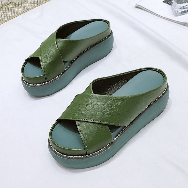 Damen Komfortable Plateau-Pantoletten mit Elegantem Überkreuz-Design Aliams