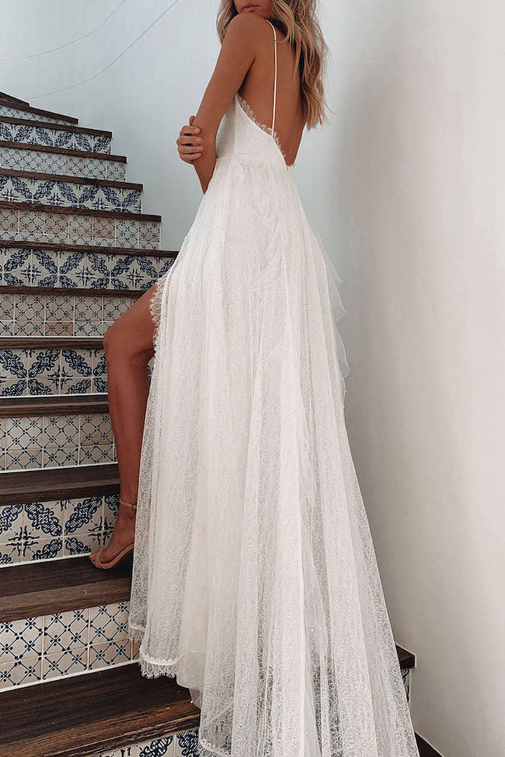 Aliams | Fashion Sexy Solid Patchwork V-Ausschnitt Unregelmäßige Kleider