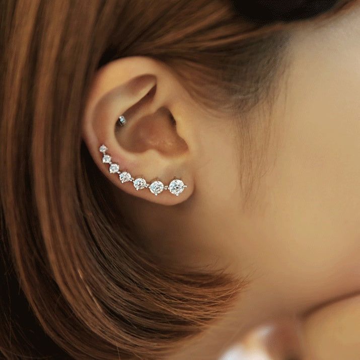 Aliams | Glamour Glänzender Zirkon 925 Sterling Silber Ohrring