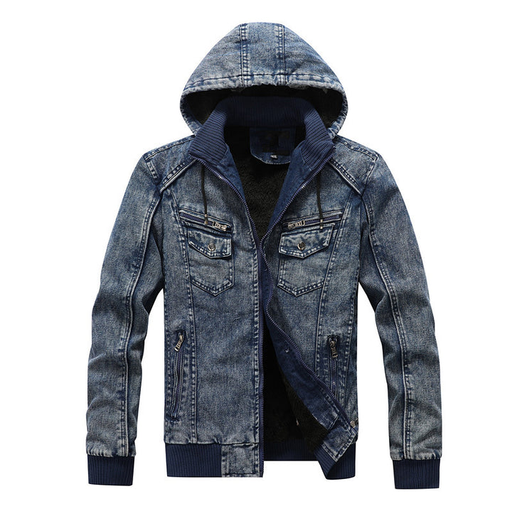 Herren Jeansjacke mit gefütterter Kapuze Aliams