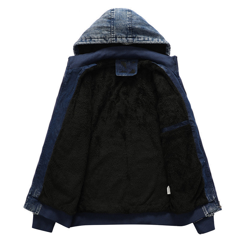 Herren Jeansjacke mit gefütterter Kapuze Aliams