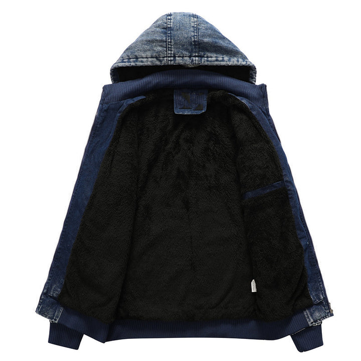 Herren Jeansjacke mit gefütterter Kapuze Aliams