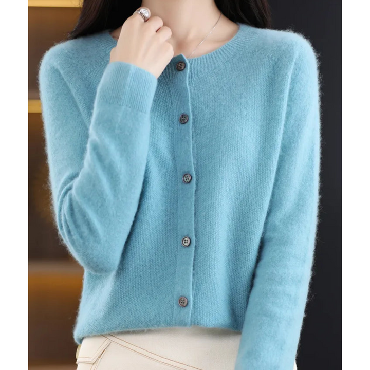 Aliams Damen Rundhals Cardigan Pullover