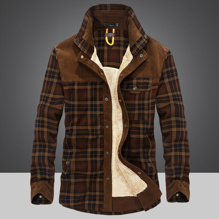 Herren Flanelljacke mit warmem Fleece-Futter und modernen Karomuster Aliams