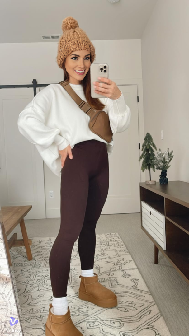 Lange Damenleggings mit strukturierter Innenseite