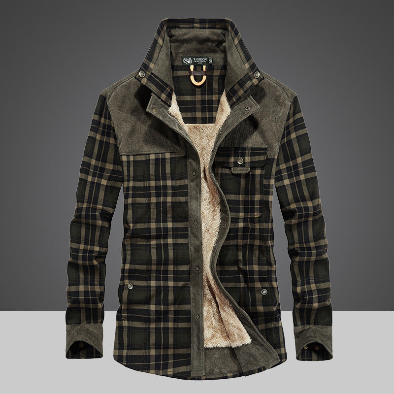 Herren Flanelljacke mit warmem Fleece-Futter und modernen Karomuster Aliams