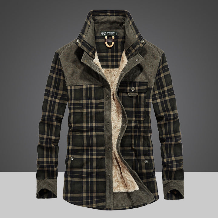 Herren Flanelljacke mit warmem Fleece-Futter und modernen Karomuster Aliams