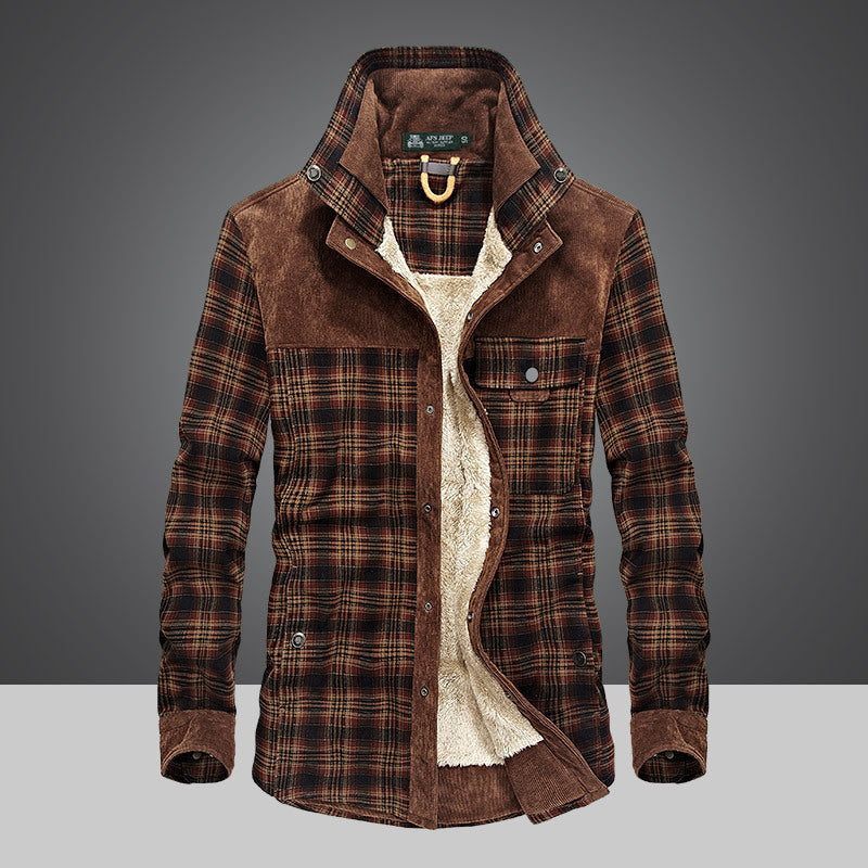 Herren Flanelljacke mit warmem Fleece-Futter und modernen Karomuster Aliams