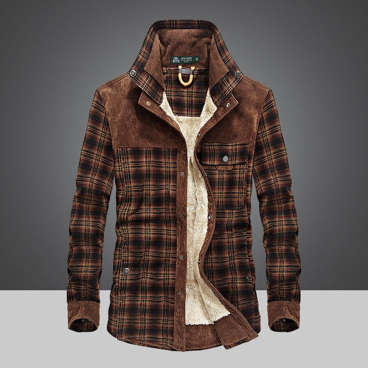 Herren Flanelljacke mit warmem Fleece-Futter und modernen Karomuster Aliams