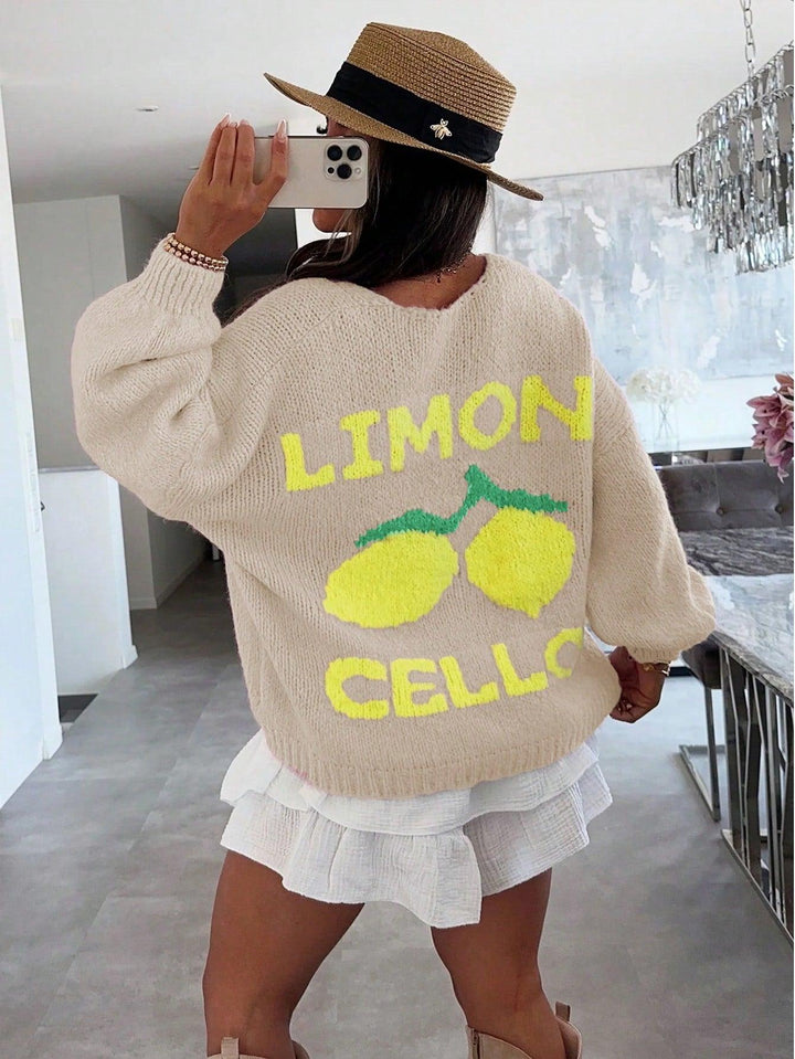 Aliams | Strickpullover mit Zitronenprint für Damen