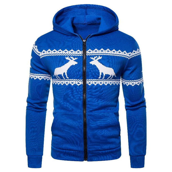 Herren Kapuzenjacke mit kreativem Rentierdesign und weichem Innenfutter Aliams