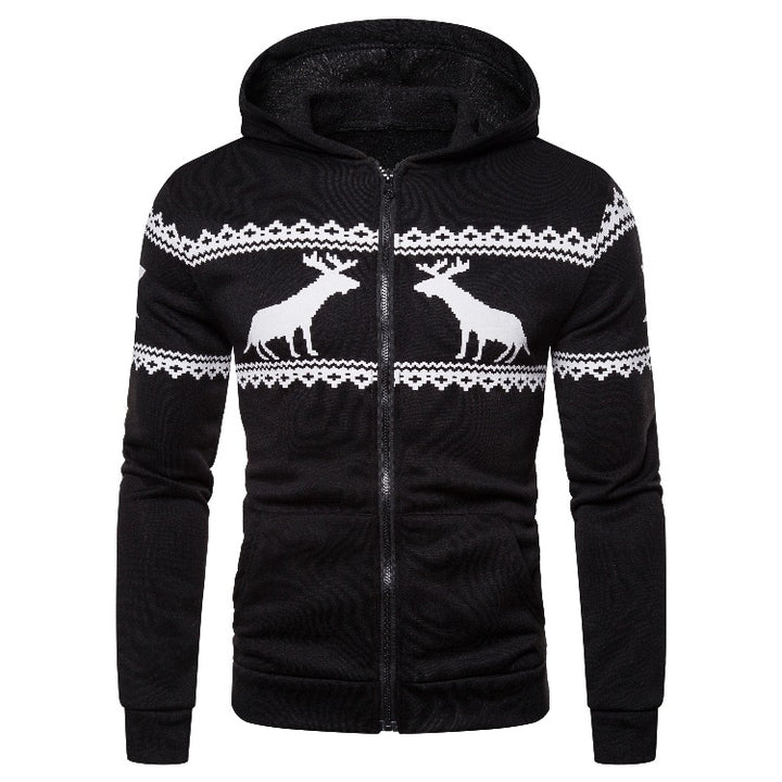 Herren Kapuzenjacke mit kreativem Rentierdesign und weichem Innenfutter Aliams