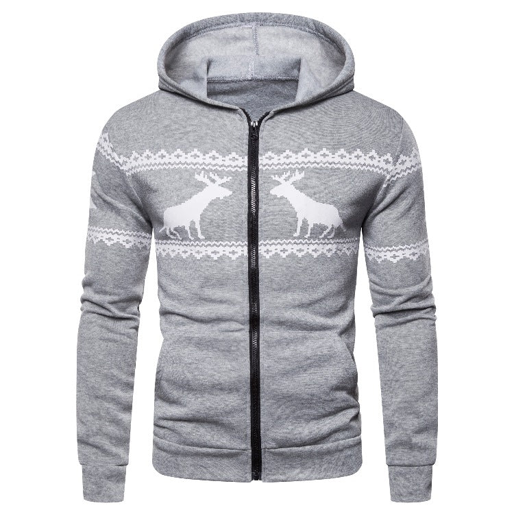 Herren Kapuzenjacke mit kreativem Rentierdesign und weichem Innenfutter Aliams