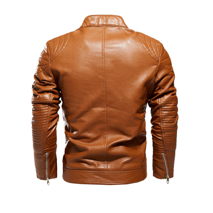 Herren Bikerjacke aus kunstvoll verarbeitetem Leder mit markanten Steppdetails und praktischen Taschen Aliams