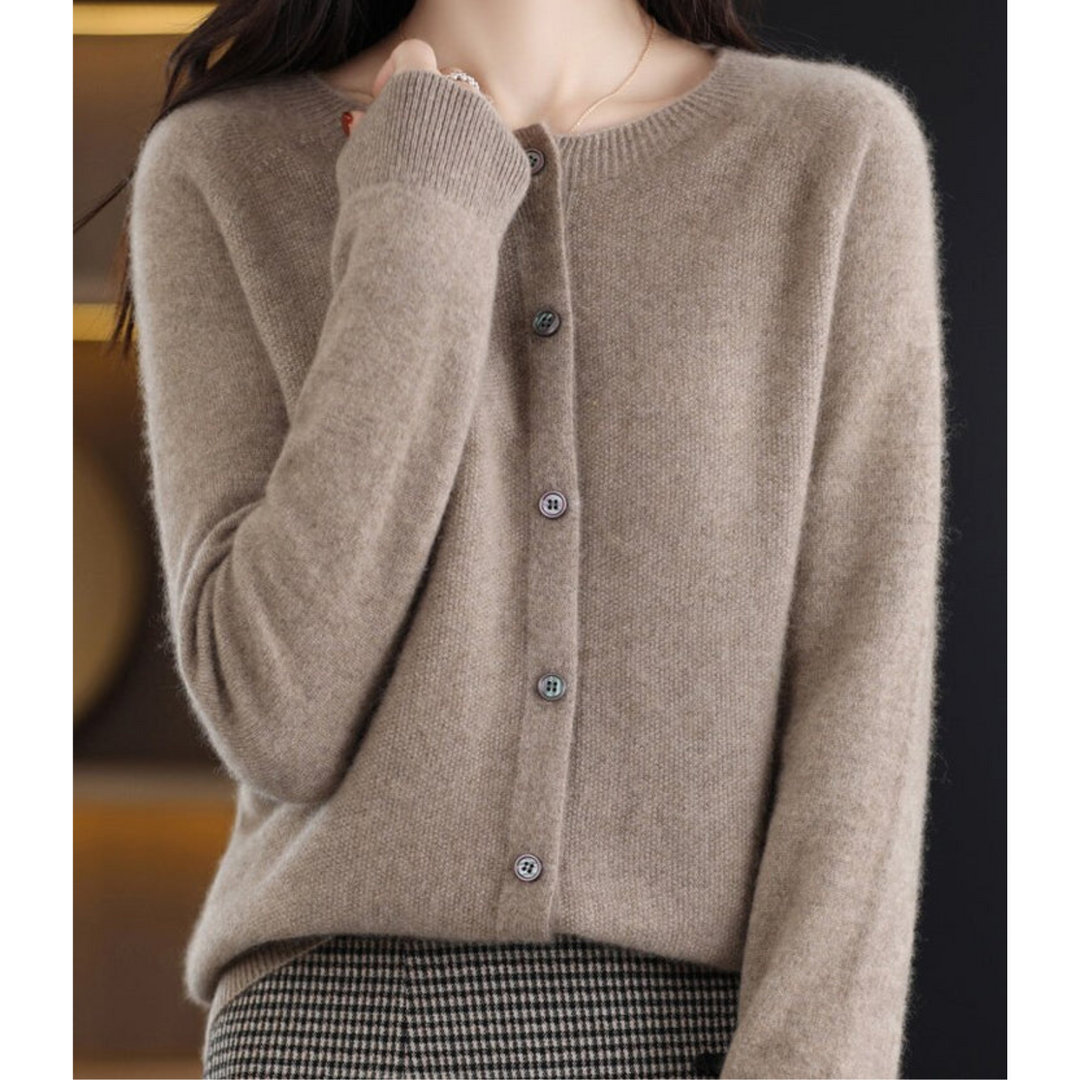 Aliams Damen Rundhals Cardigan Pullover