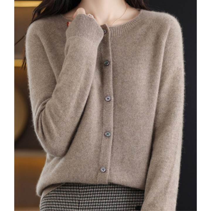 Aliams Damen Rundhals Cardigan Pullover