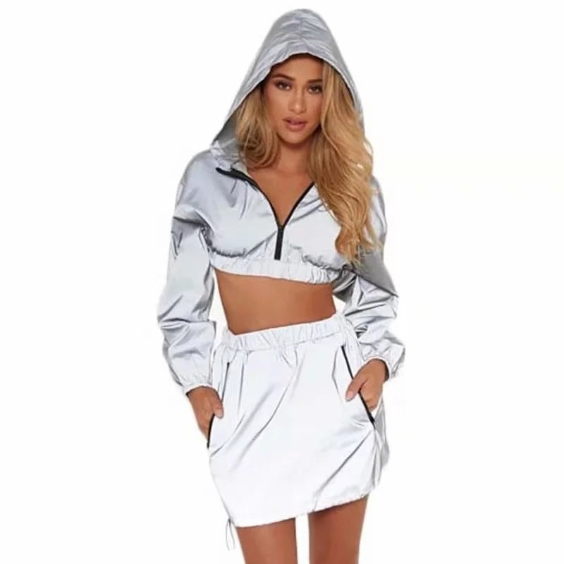 Damen sportliches cropped Outdoor-Set mit praktischen Reißverschlusstaschen Aliams
